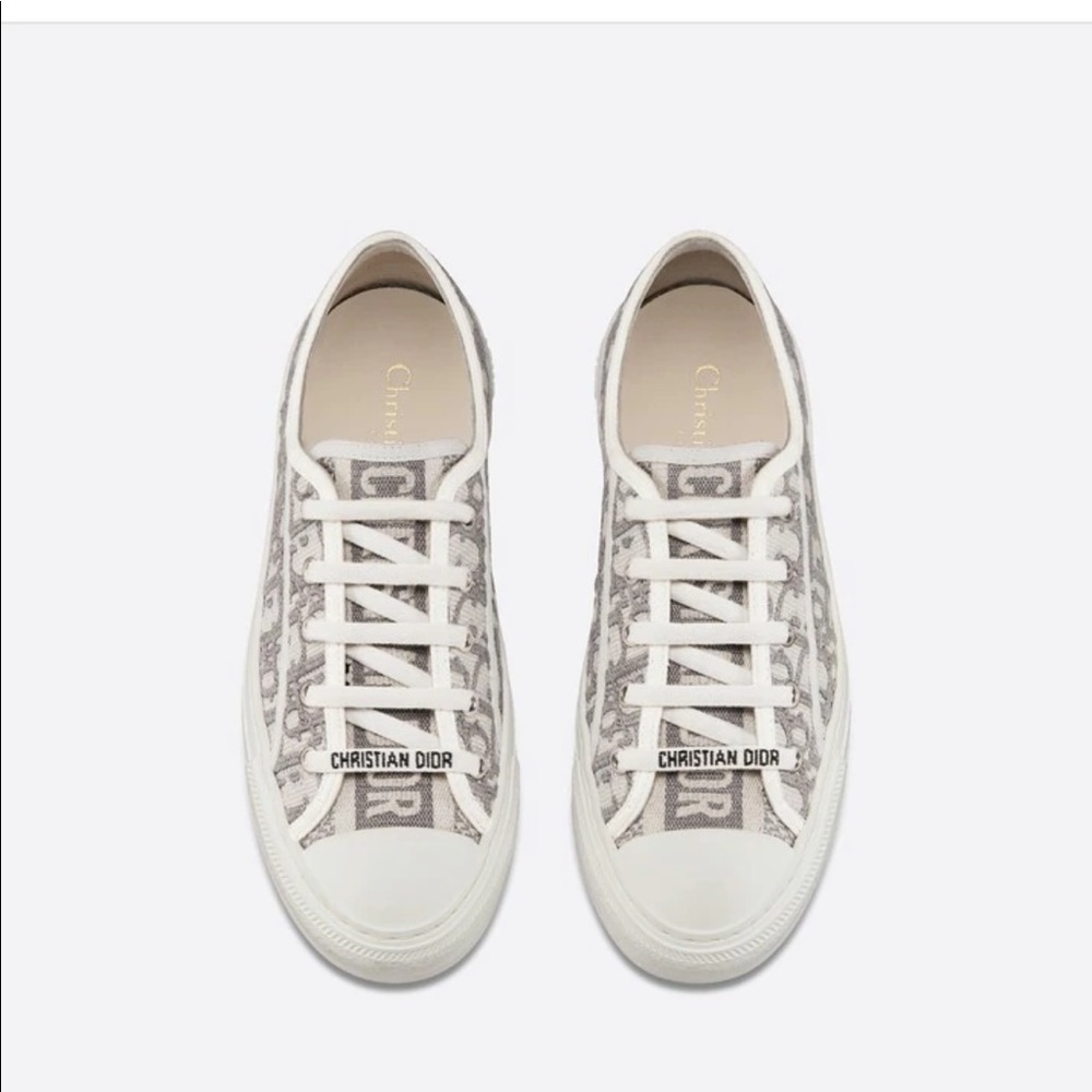 Re-Posh Dior Beige and White Oblique Logo Canvas Sneaker
